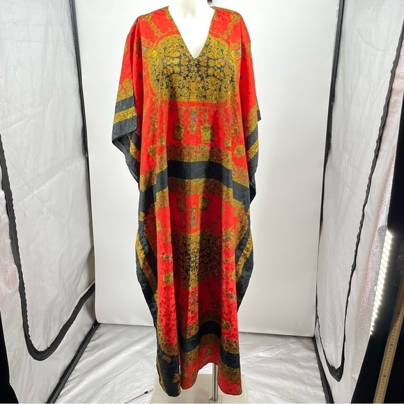 Sante Classic‎ Kaftan Maxi long beach flowy house dress red black gold - Picture 1 of 8
